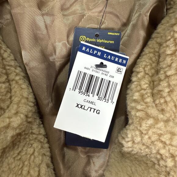 NWT Polo Ralph Lauren Sherpa Camel Leather Jacket Women’s Plus Size 2X XXL - Picture 4 of 10